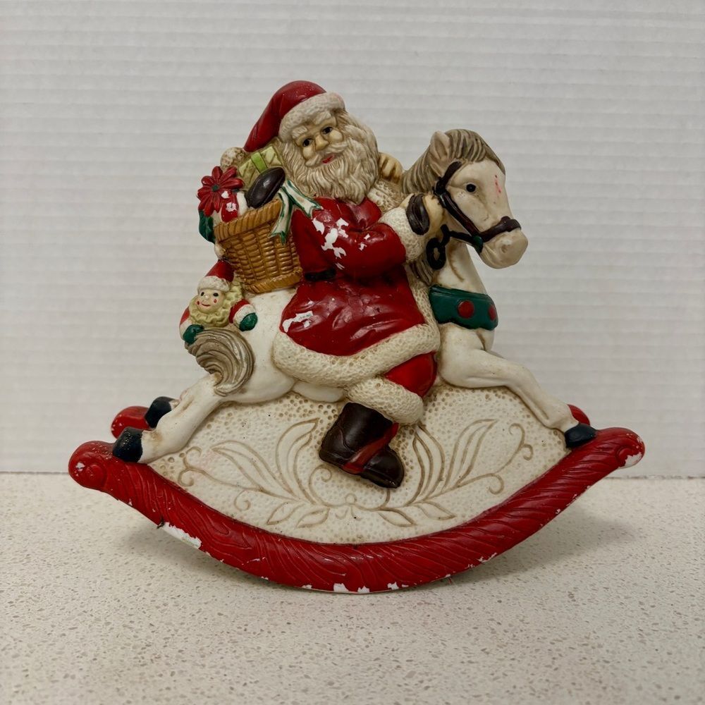 Vintage Taiwan Rocking Horse Santa Claus Musical
